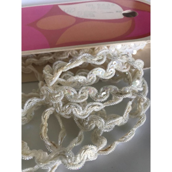 Vintage Office Vintage Sequin Trim White Ivory Bridal Trim Almost 8